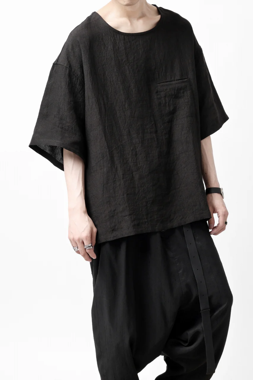 ISAMU KATAYAMA BACKLASH PULLOVER POCKET SHIRT / SOFT LINEN (BLACK) - Image 3