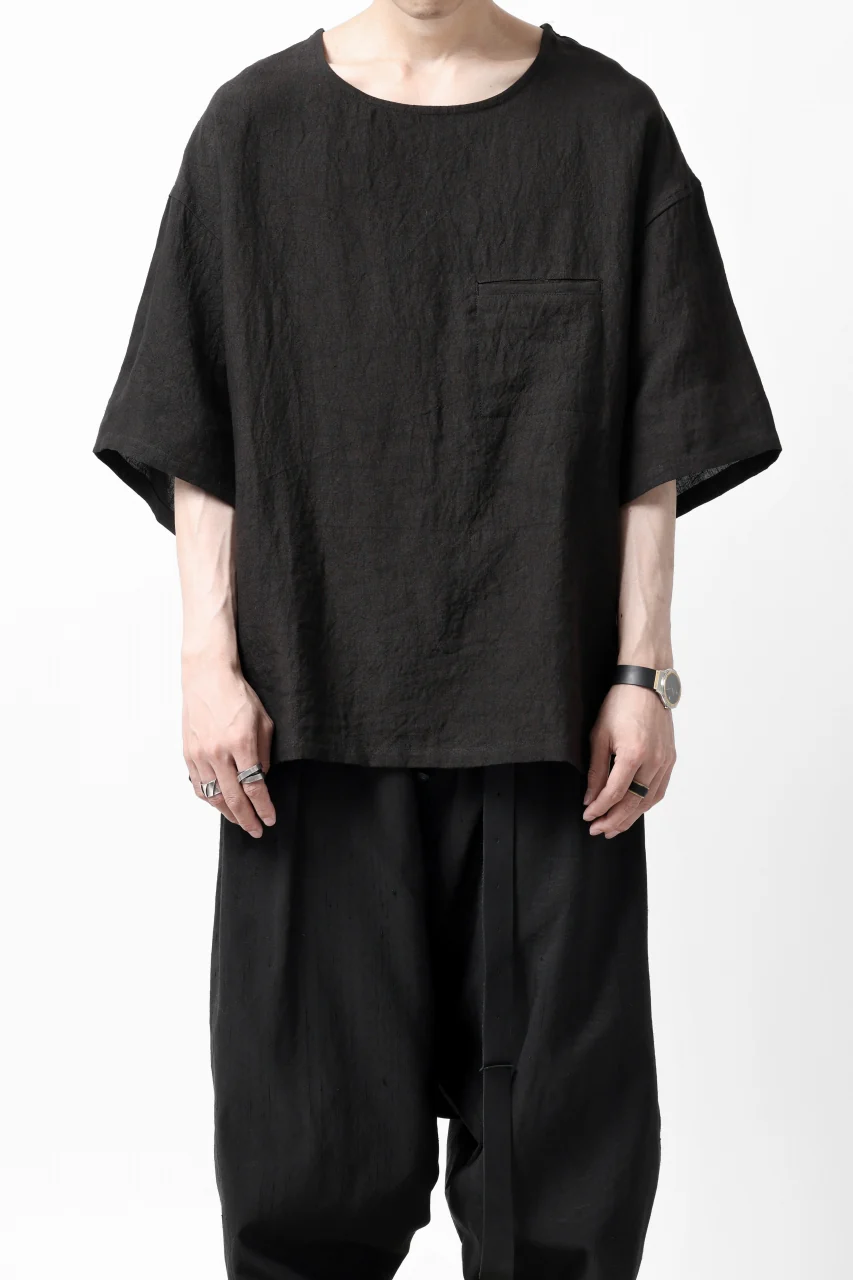 ISAMU KATAYAMA BACKLASH PULLOVER POCKET SHIRT / SOFT LINEN (BLACK) - Image 4