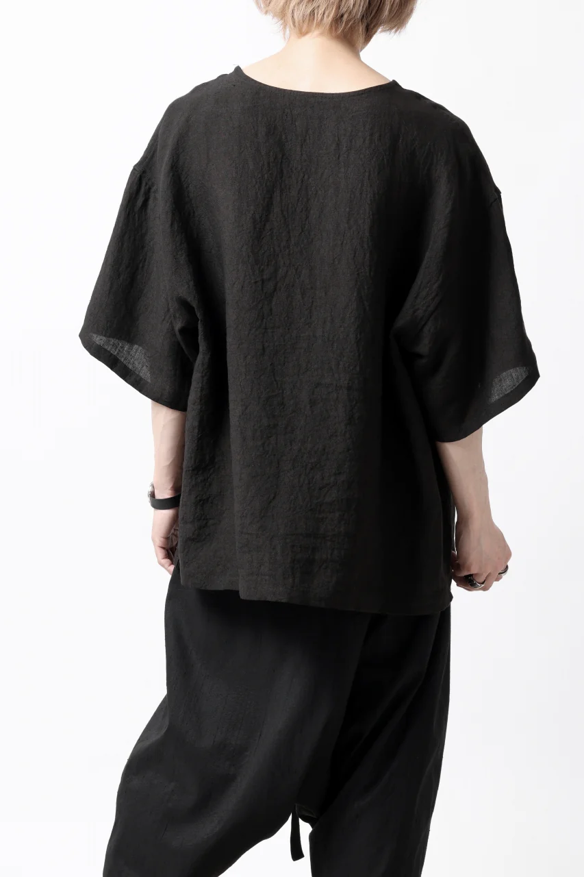ISAMU KATAYAMA BACKLASH PULLOVER POCKET SHIRT / SOFT LINEN (BLACK) - Image 5