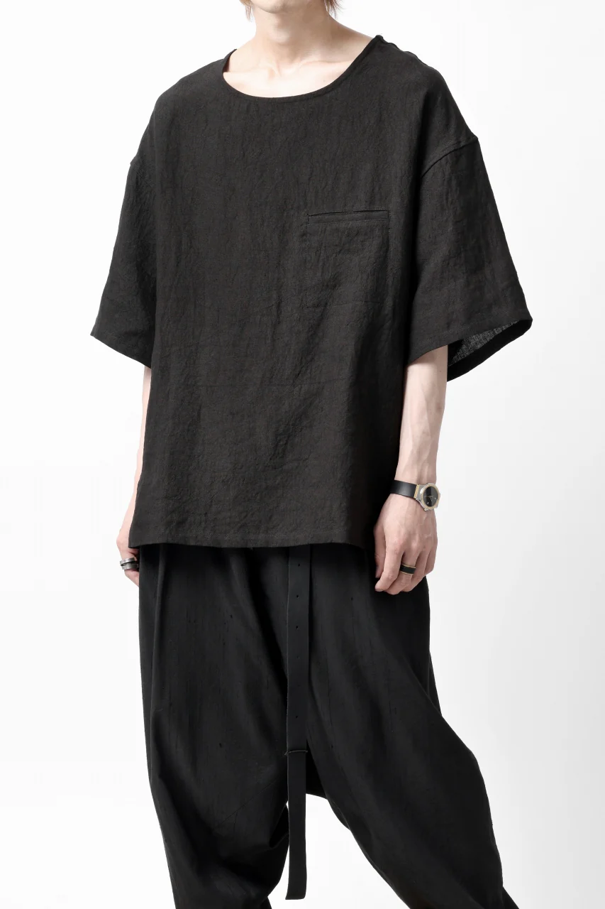 ISAMU KATAYAMA BACKLASH PULLOVER POCKET SHIRT / SOFT LINEN (BLACK) - Image 7