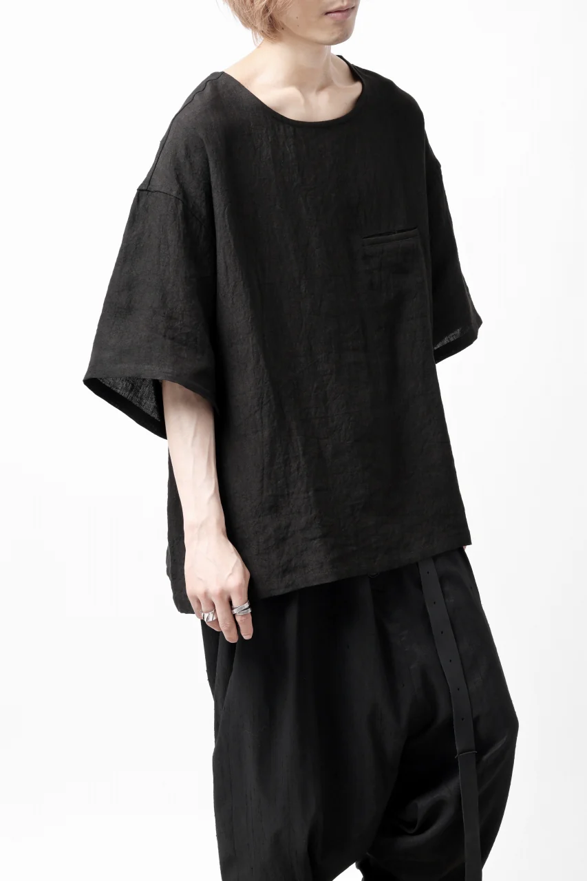 ISAMU KATAYAMA BACKLASH PULLOVER POCKET SHIRT / SOFT LINEN (BLACK) - Image 9