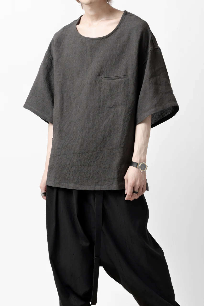 ISAMU KATAYAMA BACKLASH PULLOVER POCKET SHIRT / SOFT LINEN (CHARCOAL BLACK) - Image 10
