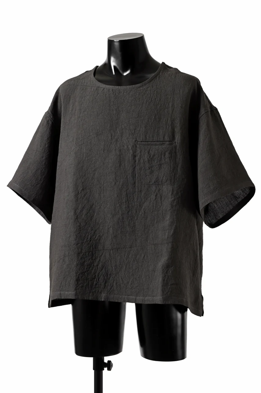 ISAMU KATAYAMA BACKLASH PULLOVER POCKET SHIRT / SOFT LINEN (CHARCOAL BLACK) - Image 13