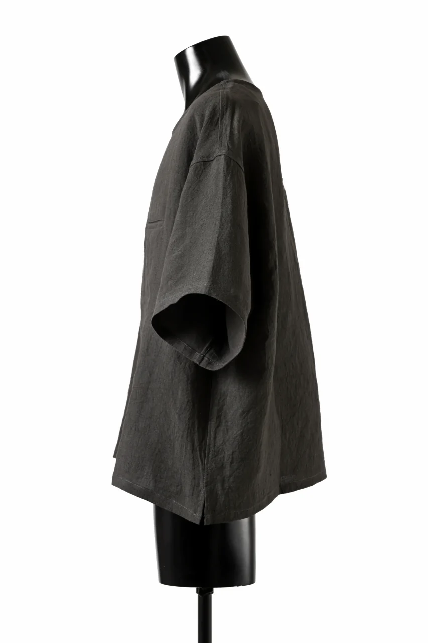 ISAMU KATAYAMA BACKLASH PULLOVER POCKET SHIRT / SOFT LINEN (CHARCOAL BLACK) - Image 14