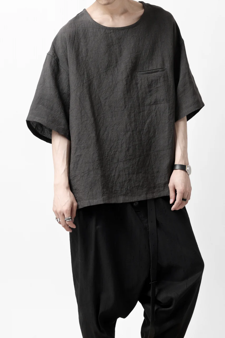 ISAMU KATAYAMA BACKLASH PULLOVER POCKET SHIRT / SOFT LINEN (CHARCOAL BLACK) - Image 2
