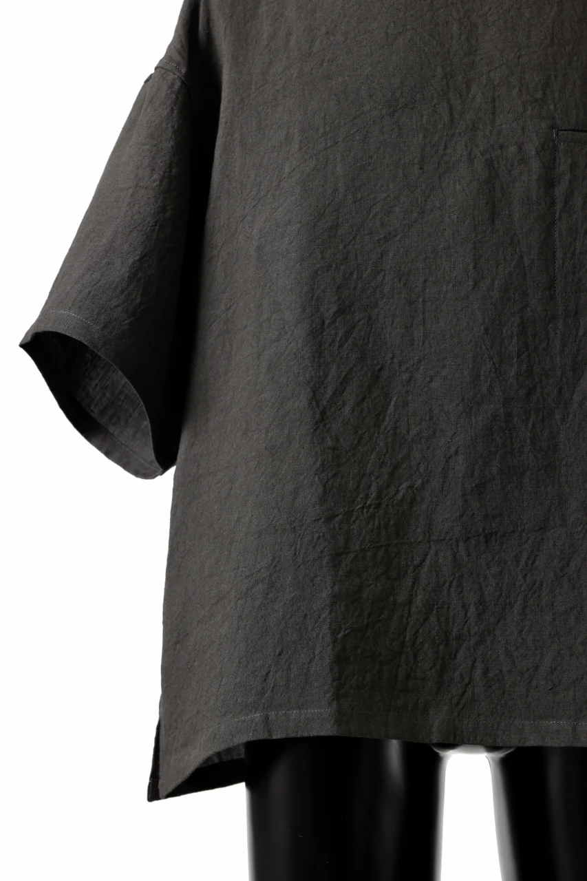 ISAMU KATAYAMA BACKLASH PULLOVER POCKET SHIRT / SOFT LINEN (CHARCOAL BLACK) - Image 20