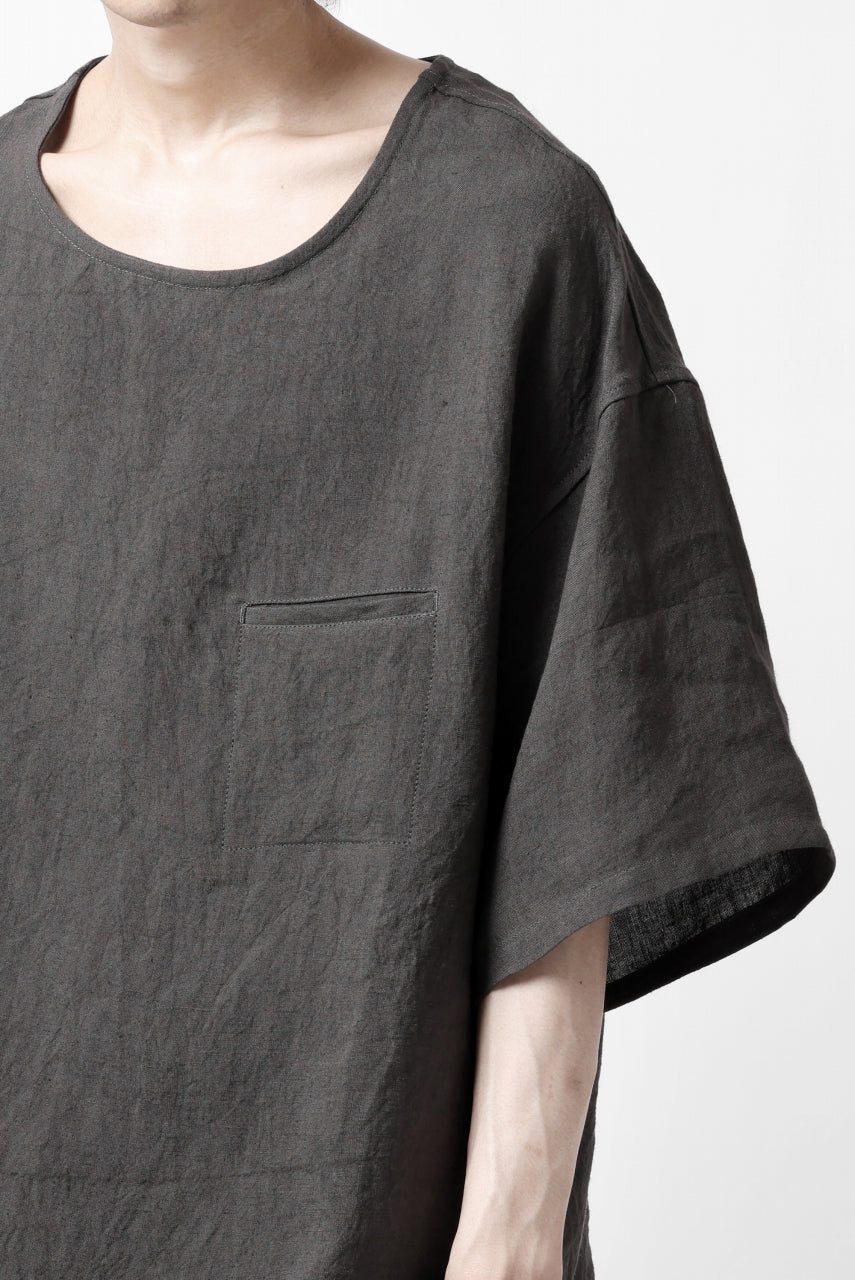 ISAMU KATAYAMA BACKLASH PULLOVER POCKET SHIRT / SOFT LINEN (CHARCOAL BLACK) - Image 24