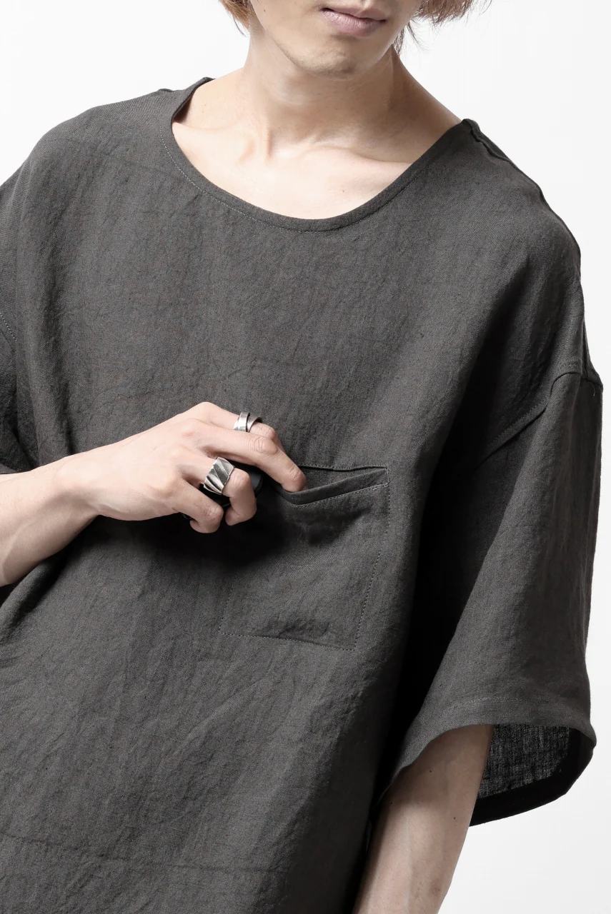 ISAMU KATAYAMA BACKLASH PULLOVER POCKET SHIRT / SOFT LINEN (CHARCOAL BLACK) - Image 28
