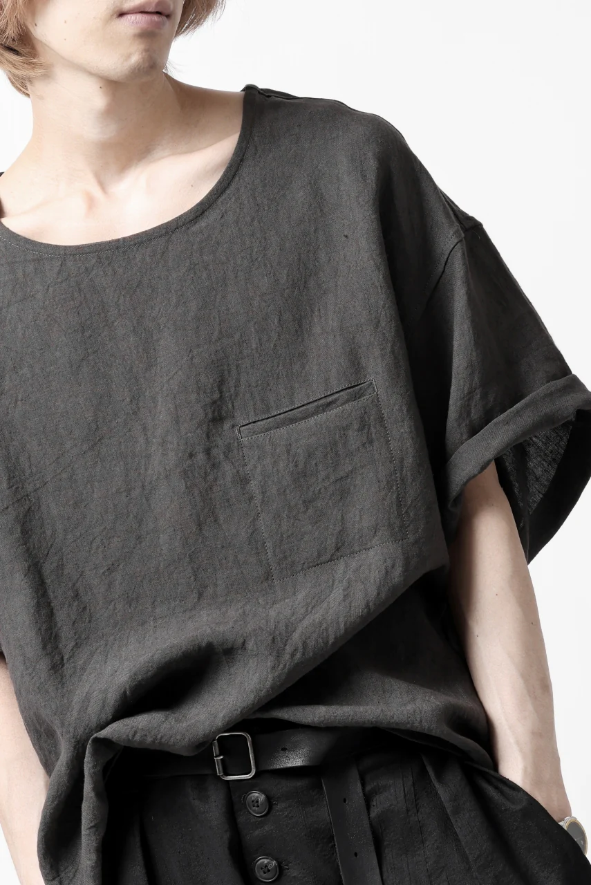ISAMU KATAYAMA BACKLASH PULLOVER POCKET SHIRT / SOFT LINEN (CHARCOAL BLACK) - Image 29