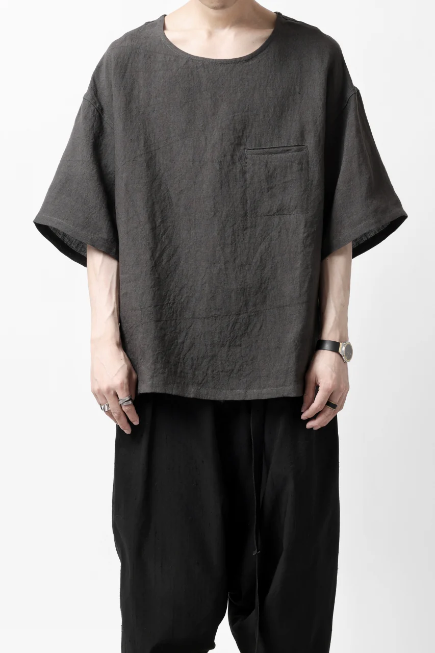 ISAMU KATAYAMA BACKLASH PULLOVER POCKET SHIRT / SOFT LINEN (CHARCOAL BLACK) - Image 3