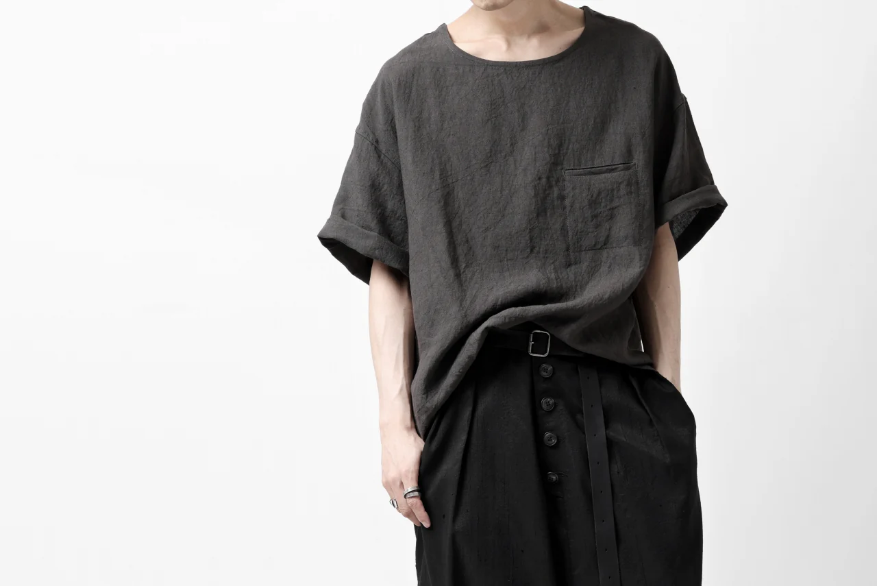 ISAMU KATAYAMA BACKLASH PULLOVER POCKET SHIRT / SOFT LINEN (CHARCOAL BLACK) - Image 32