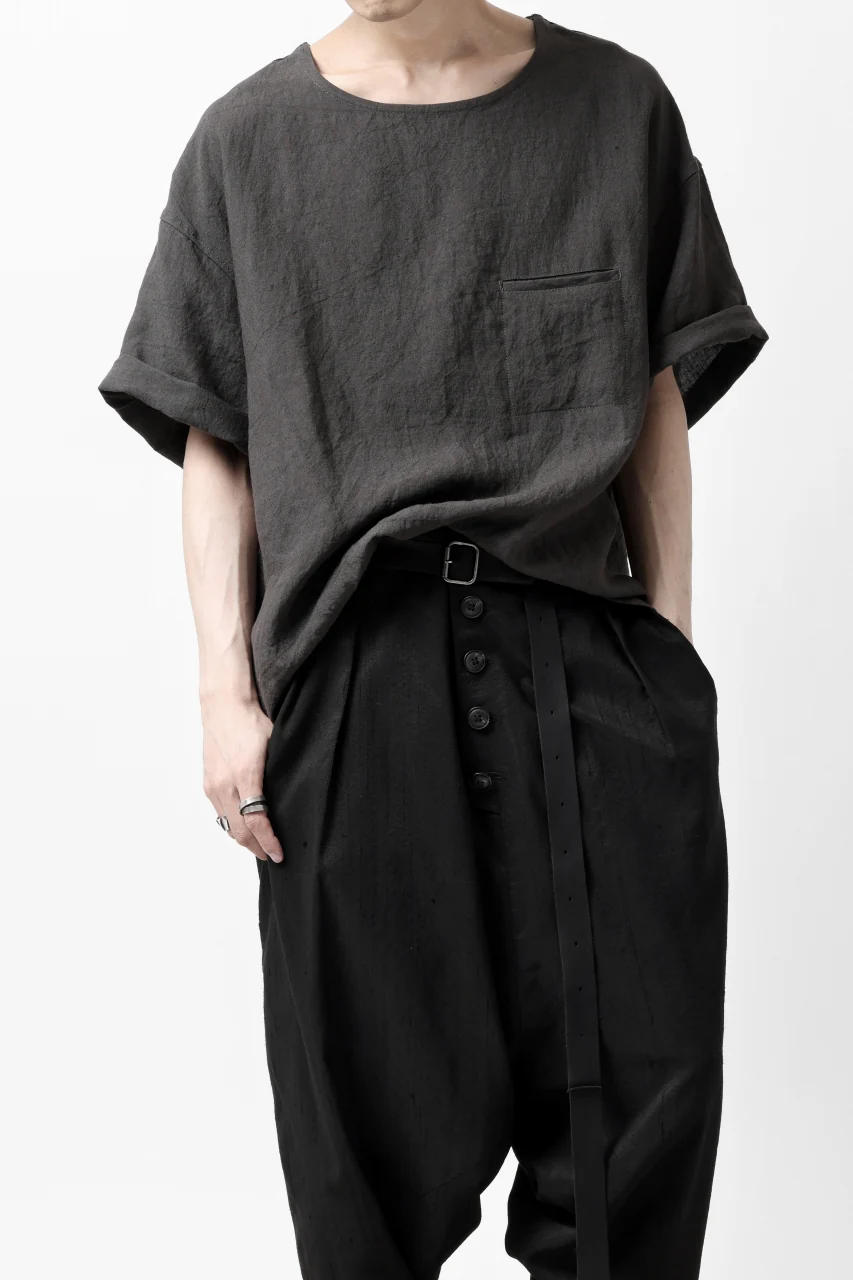 ISAMU KATAYAMA BACKLASH PULLOVER POCKET SHIRT / SOFT LINEN (CHARCOAL BLACK) - Image 4