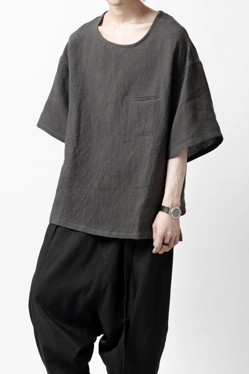 ISAMU KATAYAMA BACKLASH PULLOVER POCKET SHIRT / SOFT LINEN (CHARCOAL BLACK) - Image 5