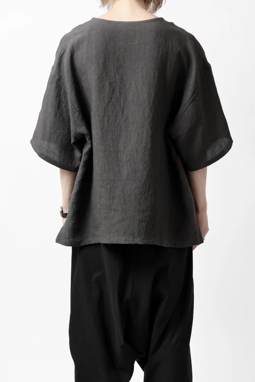 ISAMU KATAYAMA BACKLASH PULLOVER POCKET SHIRT / SOFT LINEN (CHARCOAL BLACK) - Image 8