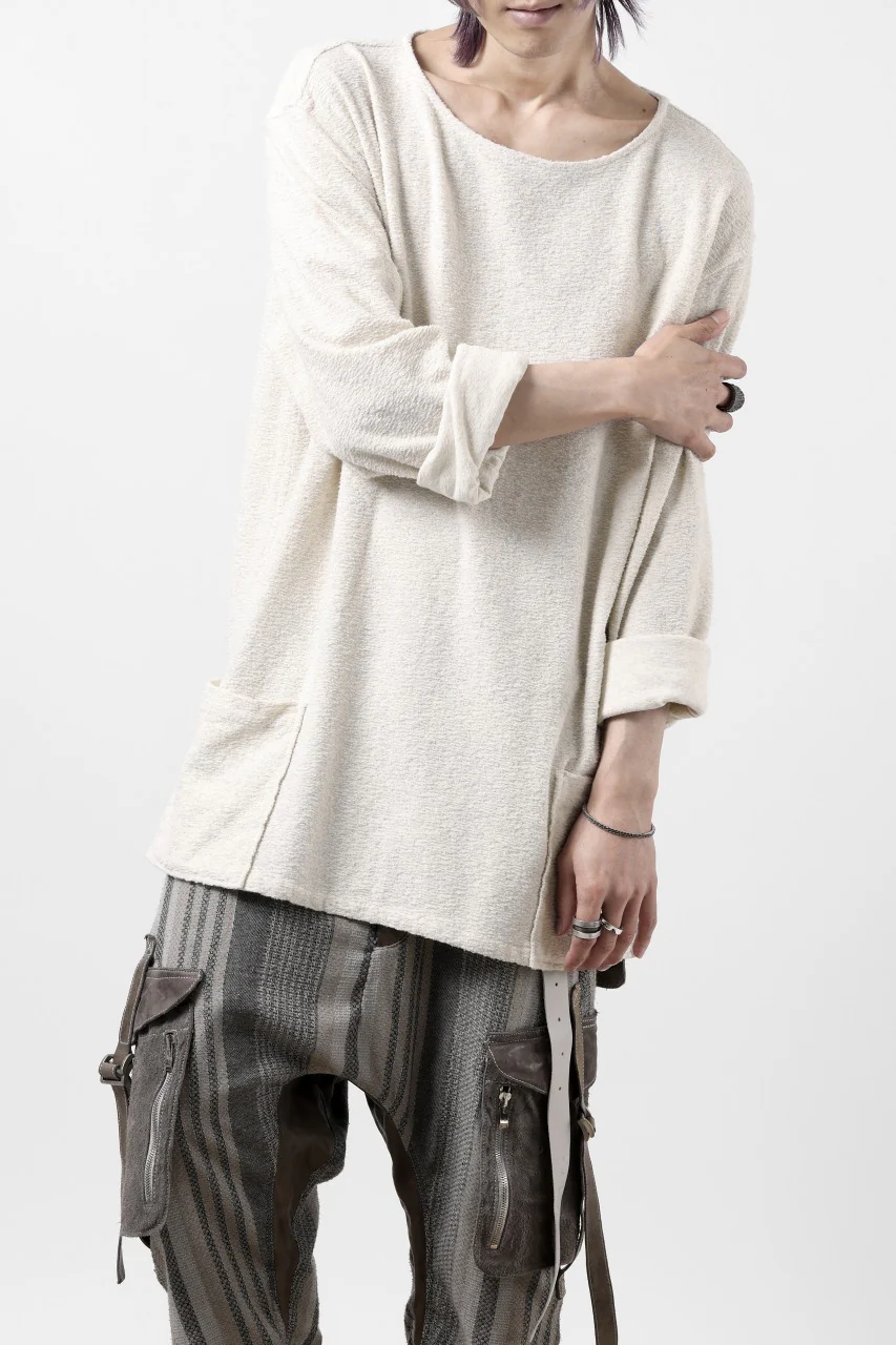 ISAMU KATAYAMA BACKLASH RANDOM PILE FABRIC L/S RELAXY TOPS (BEIGE) - Image 2