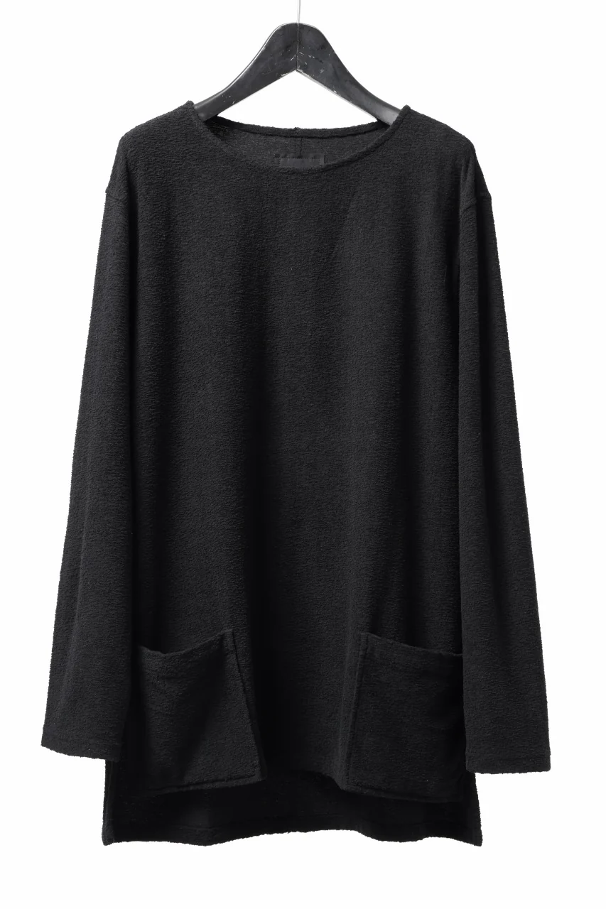 ISAMU KATAYAMA BACKLASH RANDOM PILE FABRIC L/S RELAXY TOPS (BLACK)
