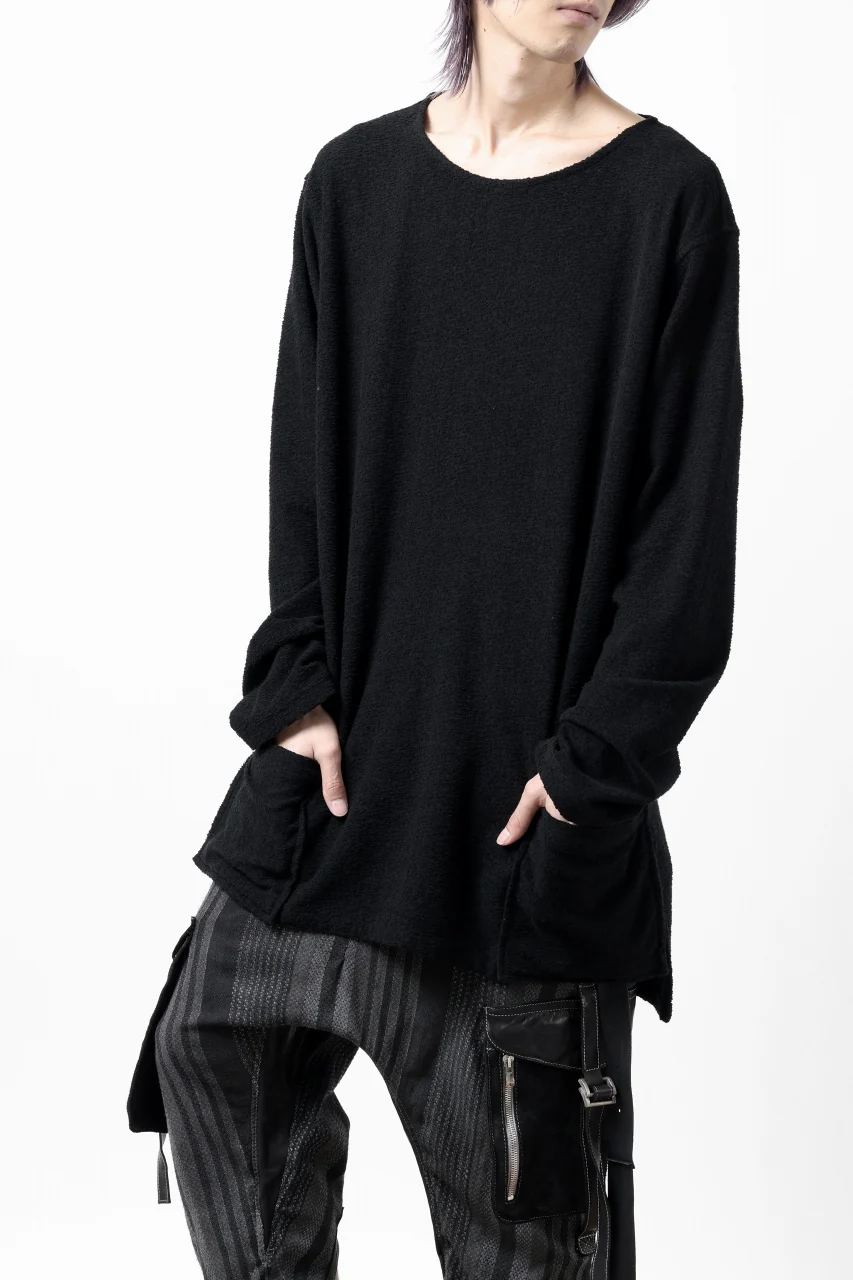 ISAMU KATAYAMA BACKLASH RANDOM PILE FABRIC L/S RELAXY TOPS (BLACK) - Image 17