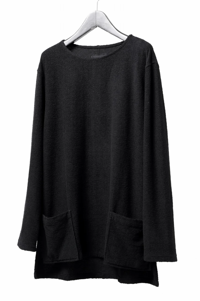 ISAMU KATAYAMA BACKLASH RANDOM PILE FABRIC L/S RELAXY TOPS (BLACK) - Image 2