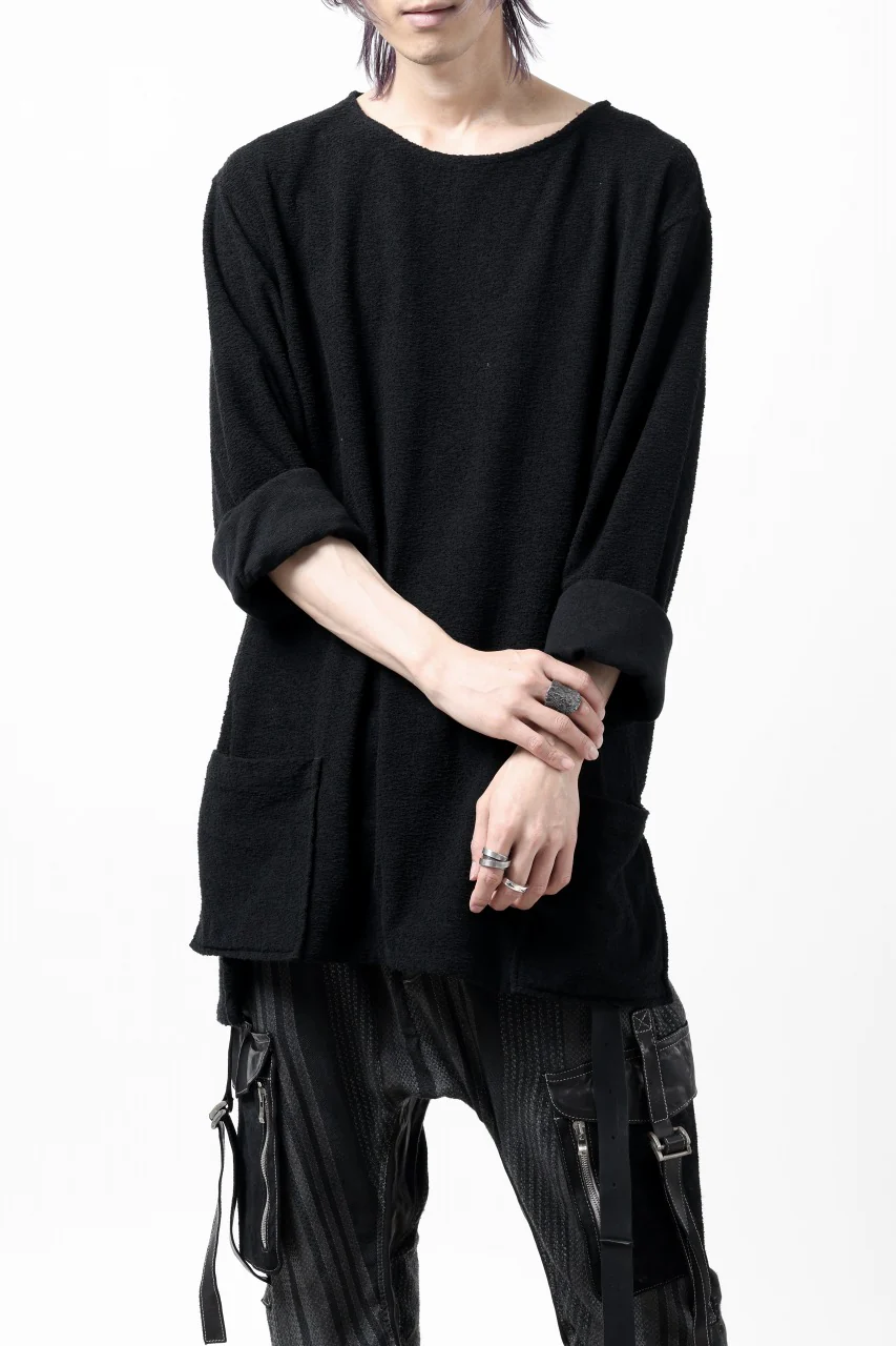 ISAMU KATAYAMA BACKLASH RANDOM PILE FABRIC L/S RELAXY TOPS (BLACK) - Image 23