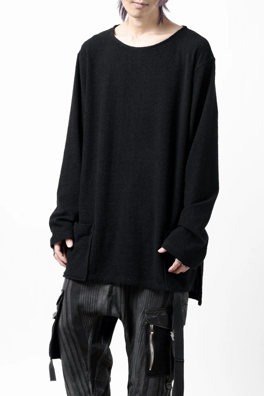 ISAMU KATAYAMA BACKLASH RANDOM PILE FABRIC L/S RELAXY TOPS (BLACK) - Image 3