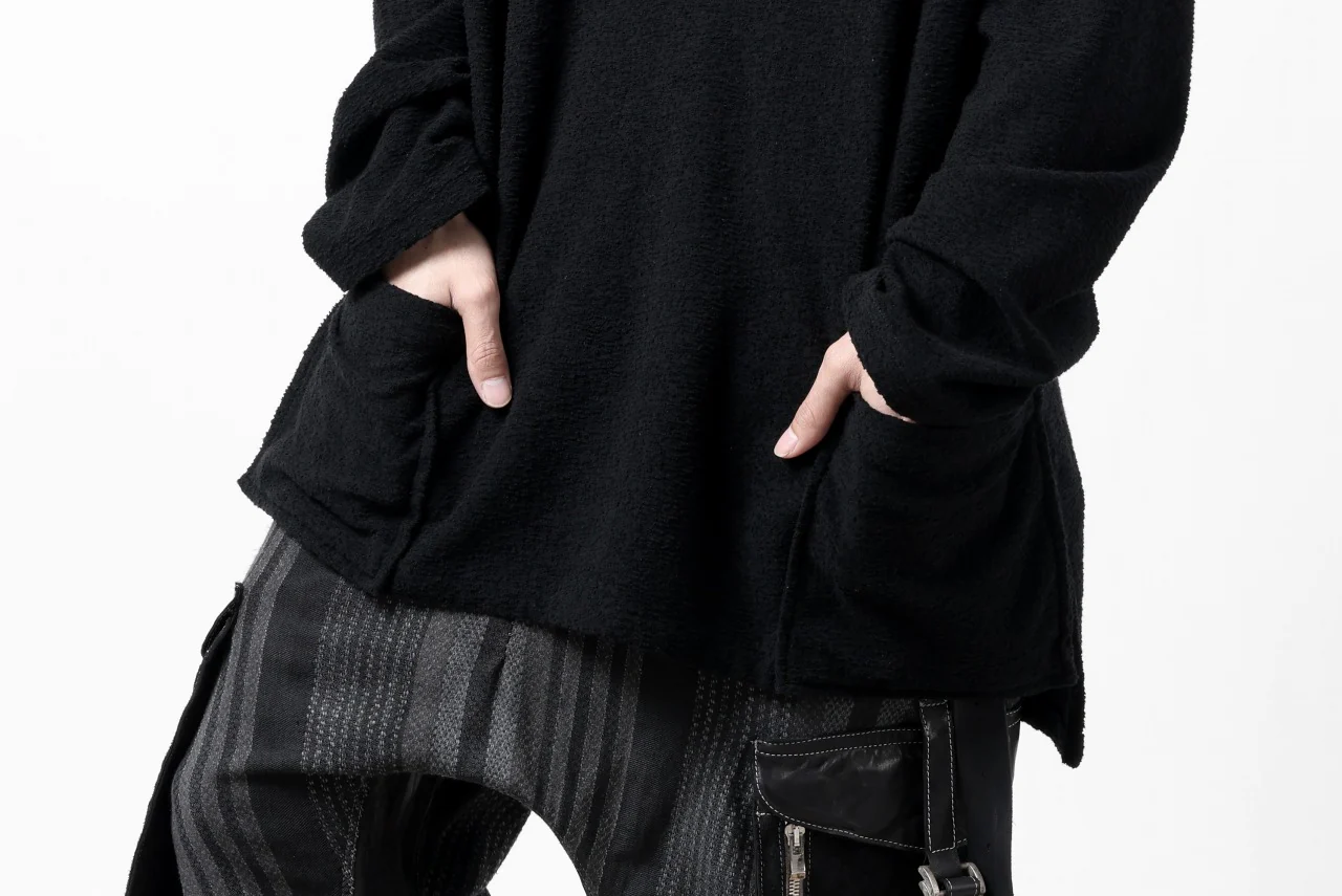 ISAMU KATAYAMA BACKLASH RANDOM PILE FABRIC L/S RELAXY TOPS (BLACK) - Image 31