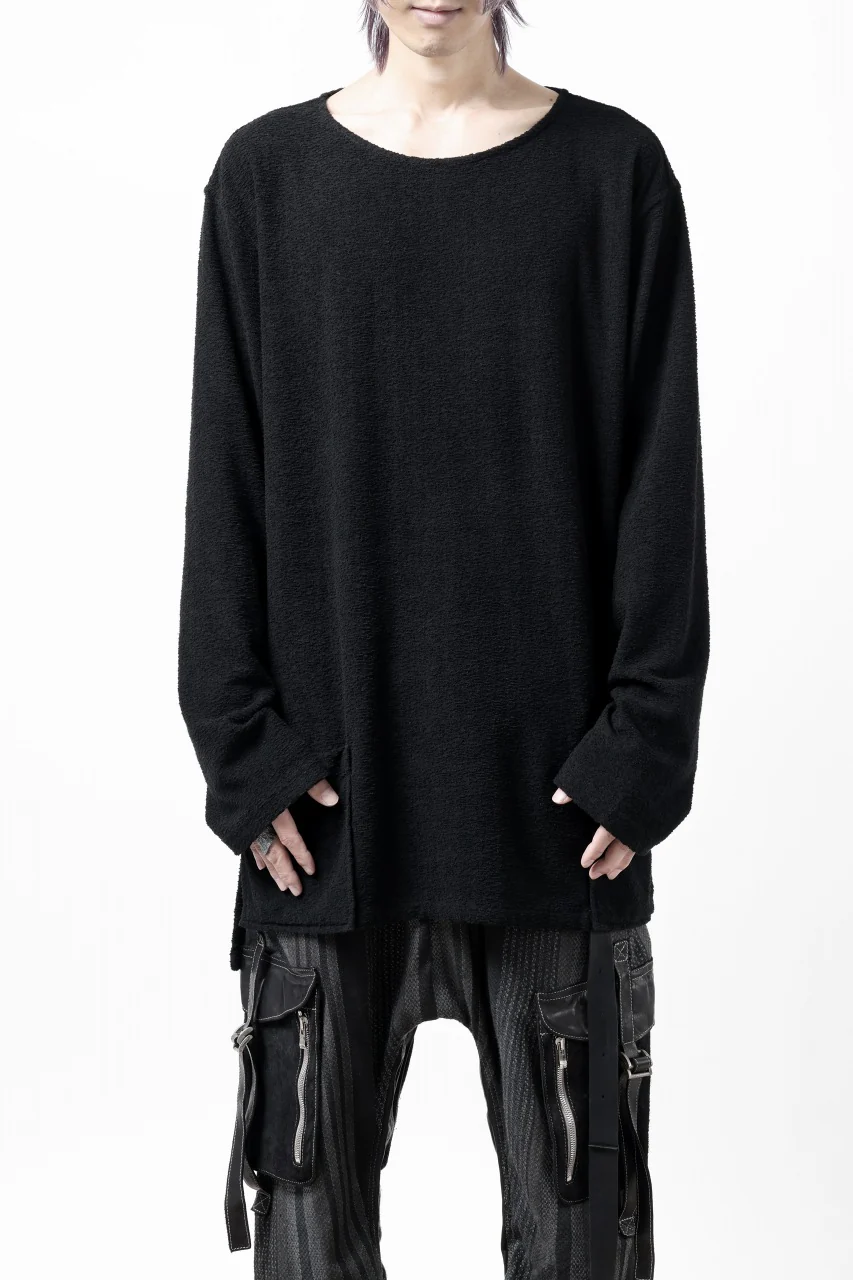 ISAMU KATAYAMA BACKLASH RANDOM PILE FABRIC L/S RELAXY TOPS (BLACK) - Image 4