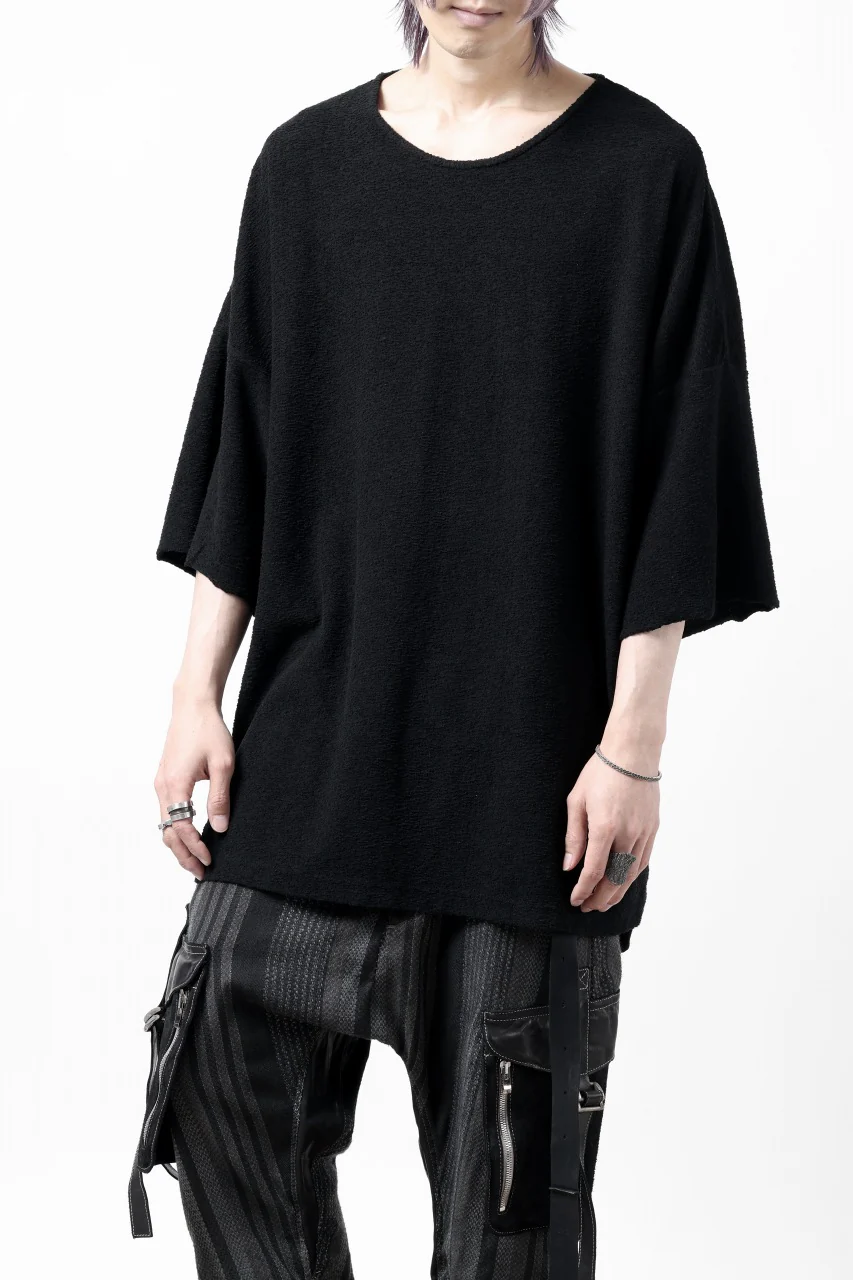 ISAMU KATAYAMA BACKLASH RANDOM PILE FABRIC S/S LOOSEY TOPS (BLACK) - Image 2