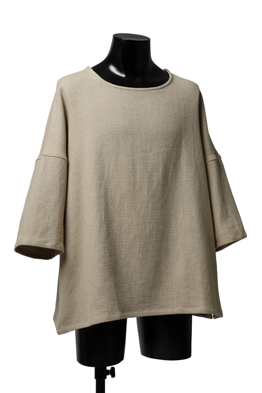ISAMU KATAYAMA BACKLASH RELAX FIT PULLOVER SHIRT / DOBBY LINEN-COTTON (BEIGE) - Image 2