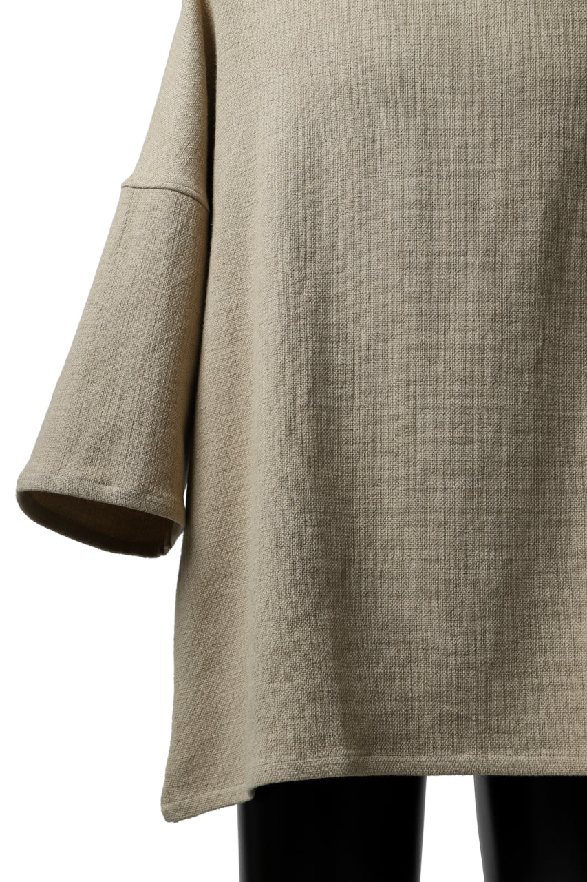 ISAMU KATAYAMA BACKLASH RELAX FIT PULLOVER SHIRT / DOBBY LINEN-COTTON (BEIGE) - Image 9