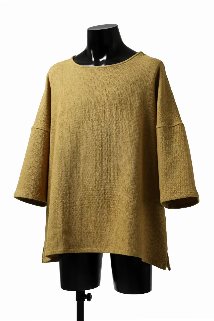 ISAMU KATAYAMA BACKLASH RELAX FIT PULLOVER SHIRT / DOBBY LINEN-COTTON (MUSTARD) - Image 3