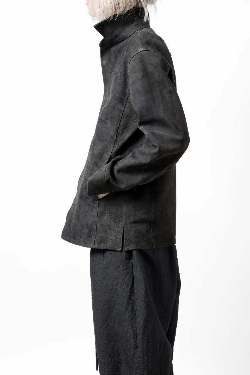 ISAMU KATAYAMA BACKLASH REVERSE LEATHER SHIRT / DOUBLE DYED - JP WET WHITE CALF (GREY) - Image 30