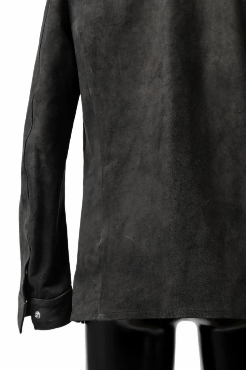 ISAMU KATAYAMA BACKLASH REVERSE LEATHER SHIRT / DOUBLE DYED - JP WET WHITE CALF (GREY) - Image 38