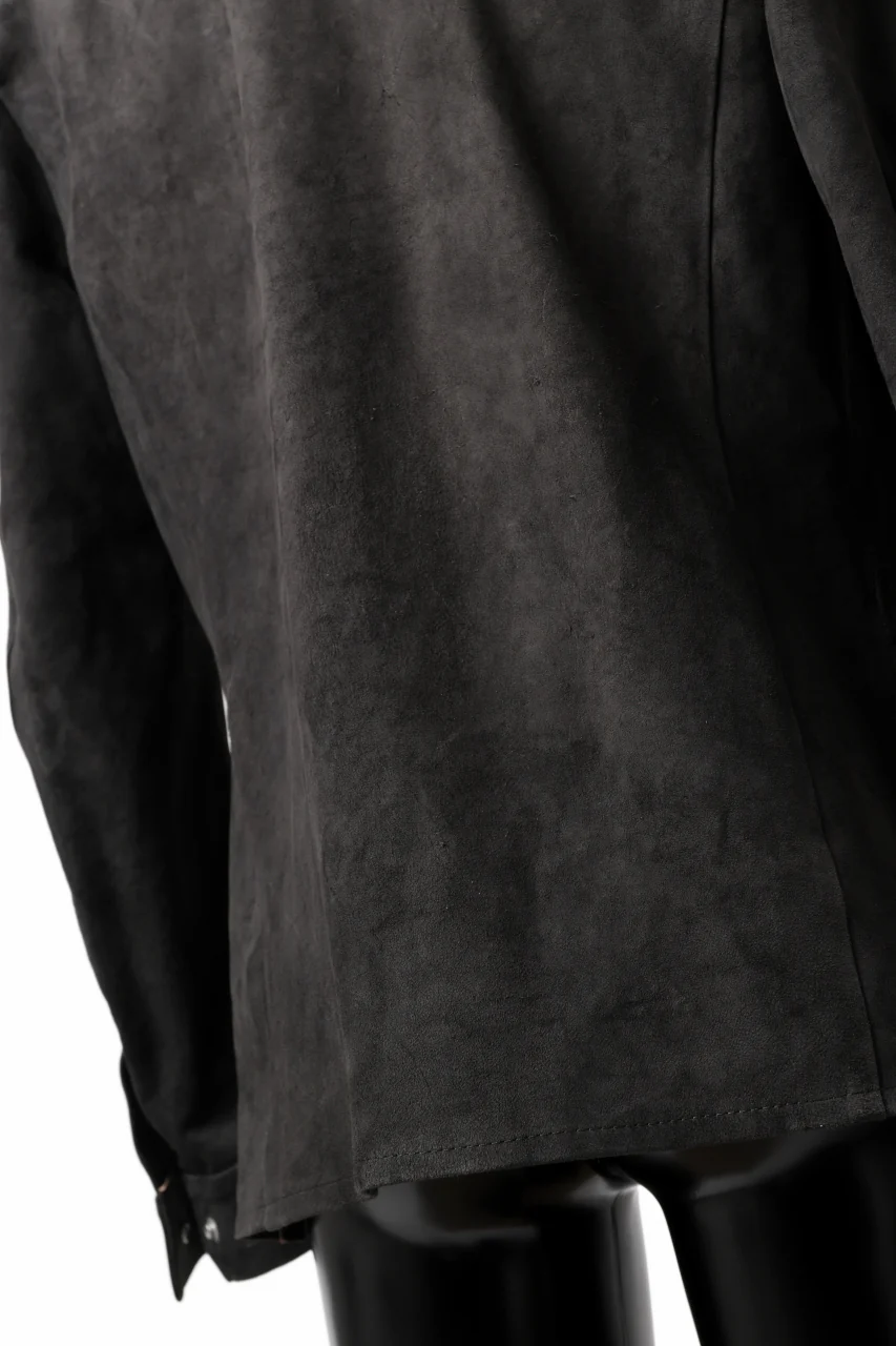 ISAMU KATAYAMA BACKLASH REVERSE LEATHER SHIRT / DOUBLE DYED - JP WET WHITE CALF (GREY) - Image 39