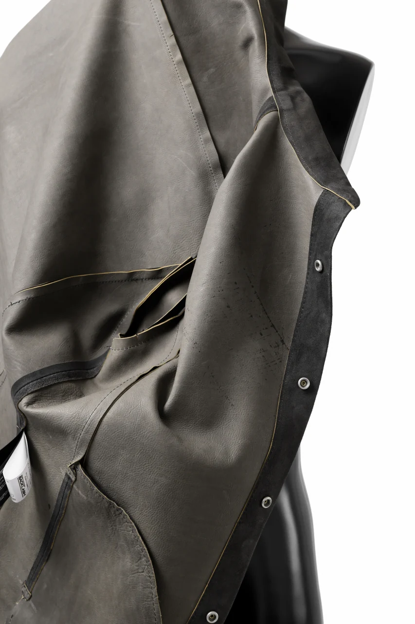 ISAMU KATAYAMA BACKLASH REVERSE LEATHER SHIRT / DOUBLE DYED - JP WET WHITE CALF (GREY) - Image 41