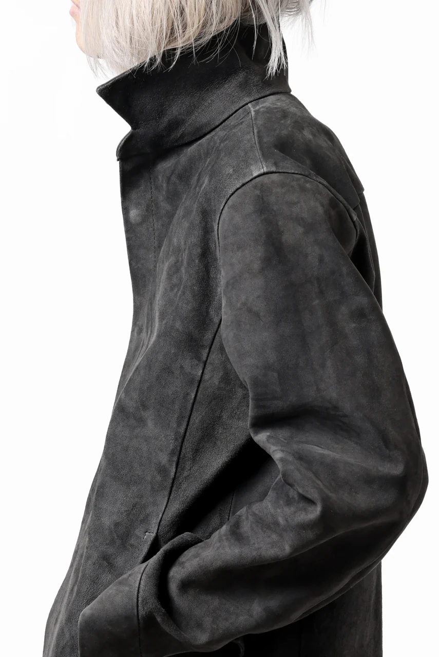 ISAMU KATAYAMA BACKLASH REVERSE LEATHER SHIRT / DOUBLE DYED - JP WET WHITE CALF (GREY) - Image 60
