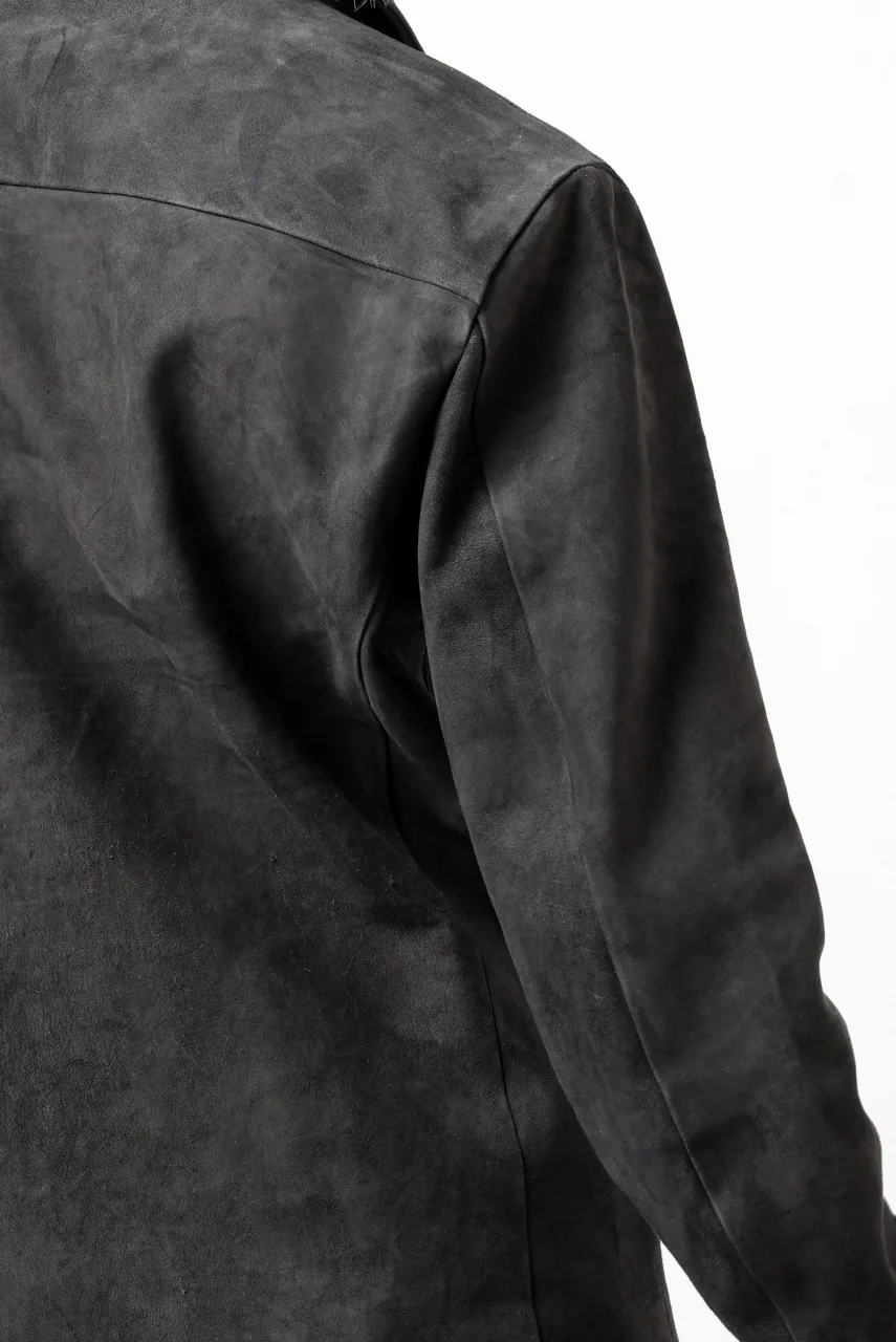 ISAMU KATAYAMA BACKLASH REVERSE LEATHER SHIRT / DOUBLE DYED - JP WET WHITE CALF (GREY) - Image 61