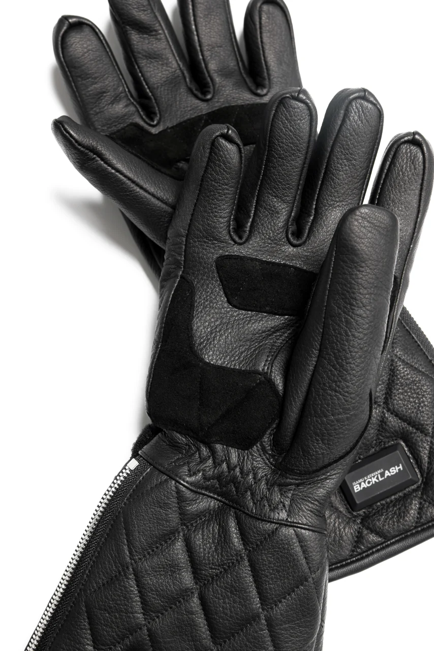 ISAMU KATAYAMA BACKLASH RIDER GLOVE / DEER SKIN + ELECTRIC HEATING (BLACK) - Image 10