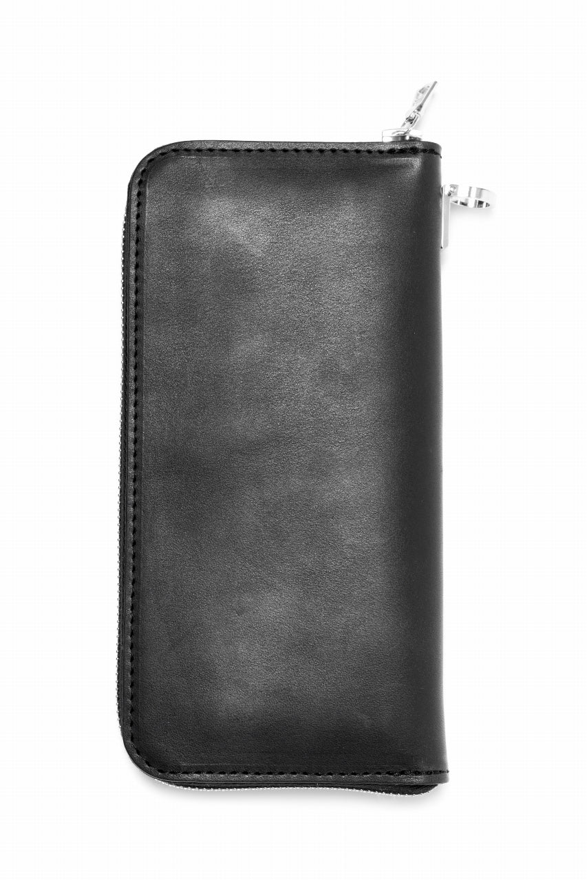 ISAMU KATAYAMA BACKLASH ROUND FASTNER WALLET / GUIDI HORSE BUTT (BLACK) - Image 2