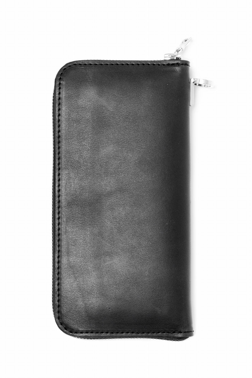 ISAMU KATAYAMA BACKLASH ROUND FASTNER WALLET / GUIDI HORSE BUTT (BLACK) - Image 4