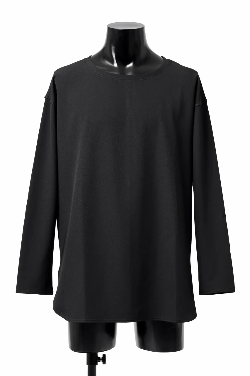 ISAMU KATAYAMA BACKLASH ROUND HEM L/S TOPS / STRETCH HEAT STORAGE FLEECE (BLACK)