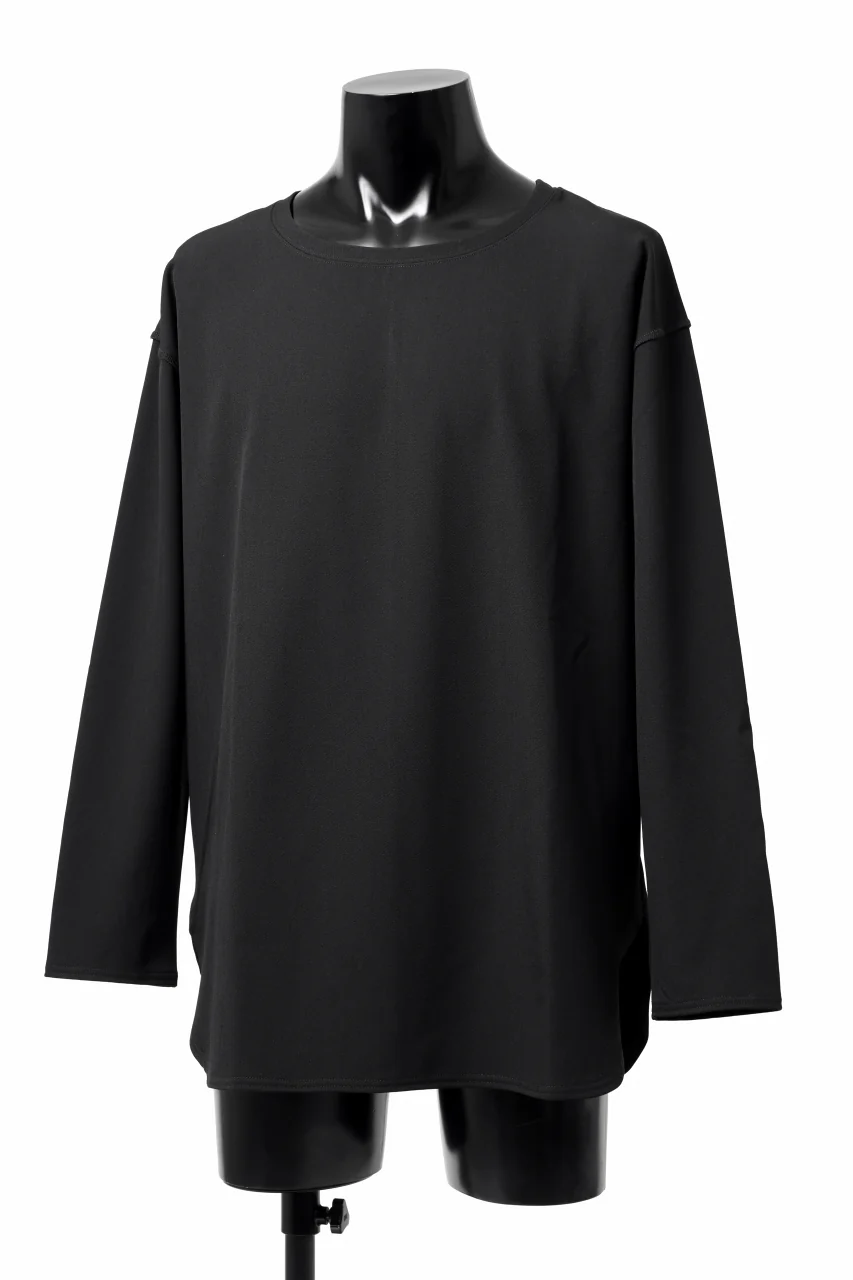 ISAMU KATAYAMA BACKLASH ROUND HEM L/S TOPS / STRETCH HEAT STORAGE FLEECE (BLACK) - Image 2