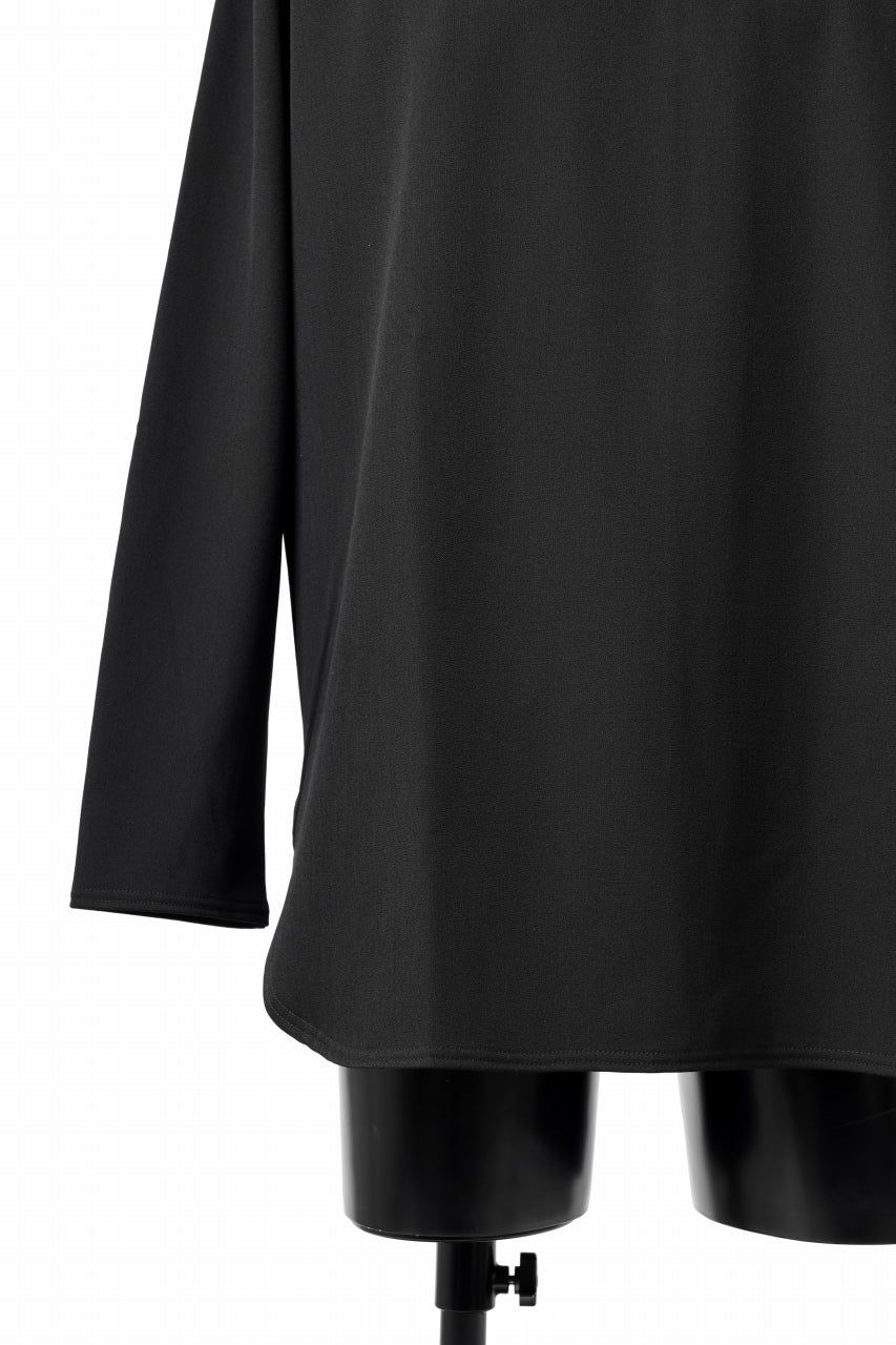ISAMU KATAYAMA BACKLASH ROUND HEM L/S TOPS / STRETCH HEAT STORAGE FLEECE (BLACK) - Image 6