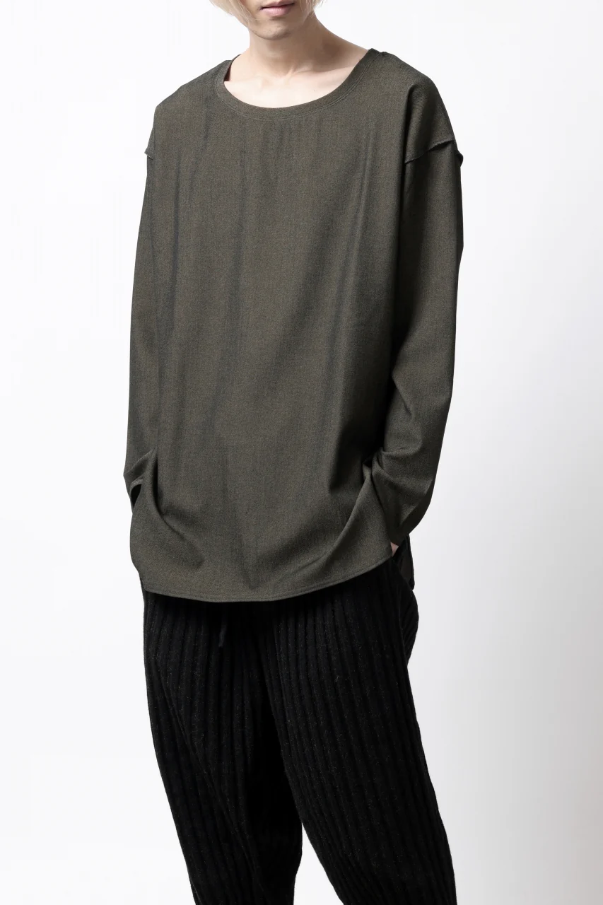 ISAMU KATAYAMA BACKLASH ROUND HEM L/S TOPS / STRETCH HEAT STORAGE FLEECE (KHAKI) - Image 15