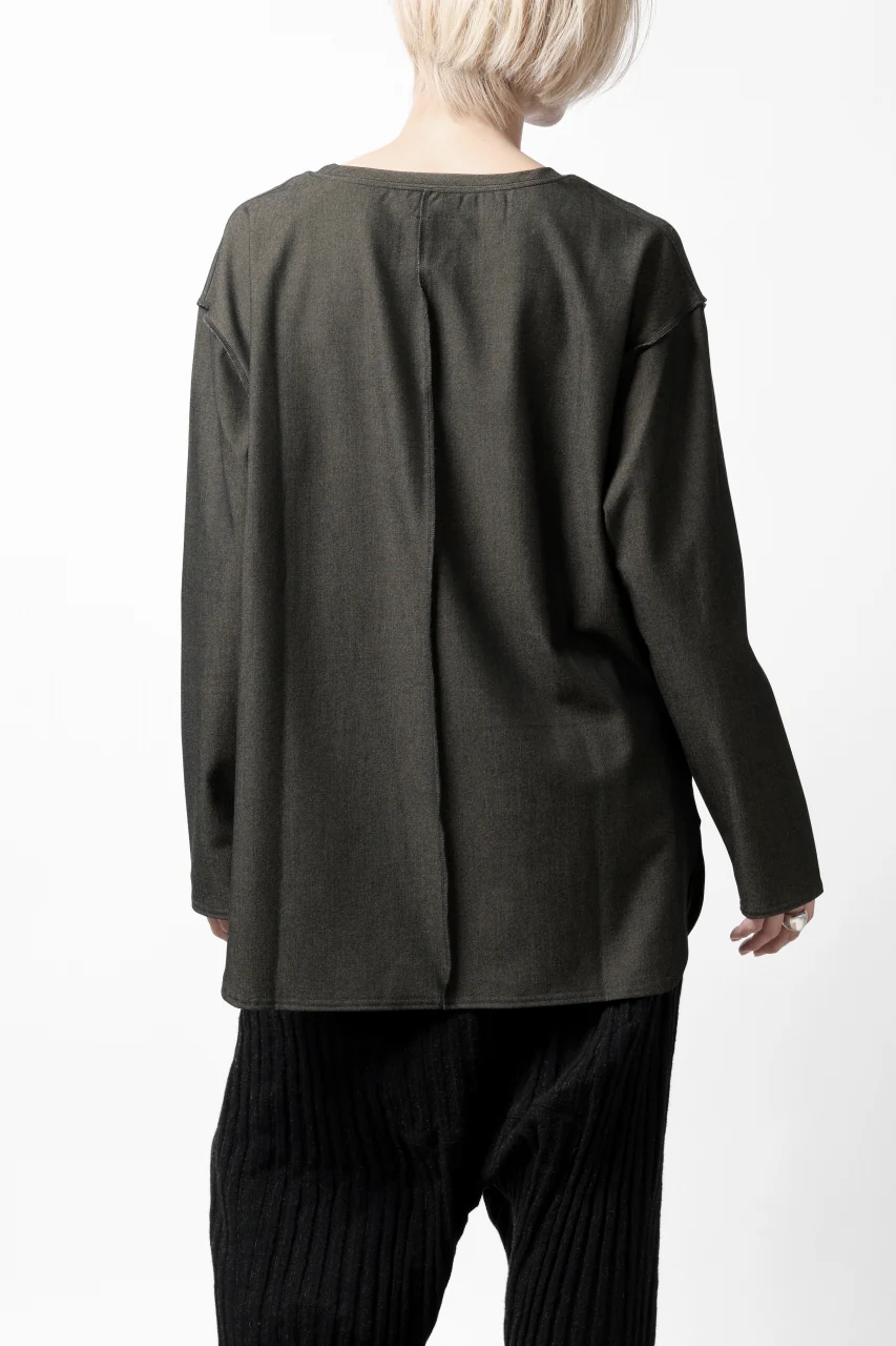 ISAMU KATAYAMA BACKLASH ROUND HEM L/S TOPS / STRETCH HEAT STORAGE FLEECE (KHAKI) - Image 16