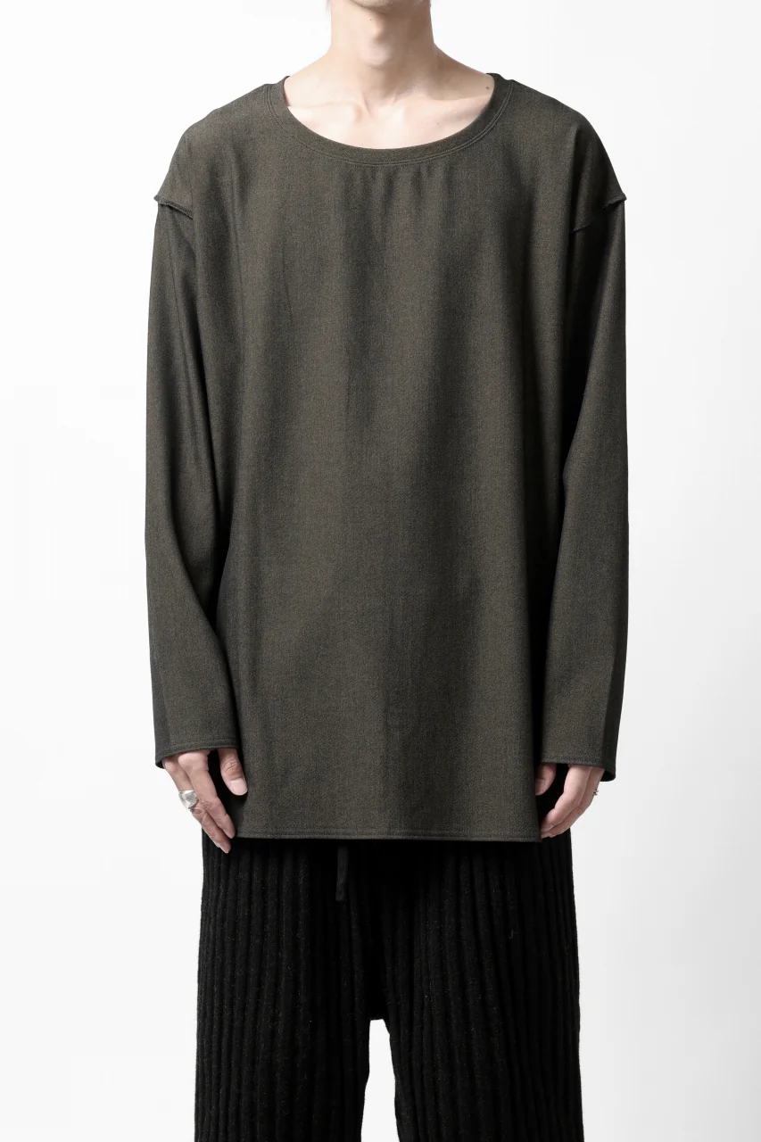 ISAMU KATAYAMA BACKLASH ROUND HEM L/S TOPS / STRETCH HEAT STORAGE FLEECE (KHAKI) - Image 17