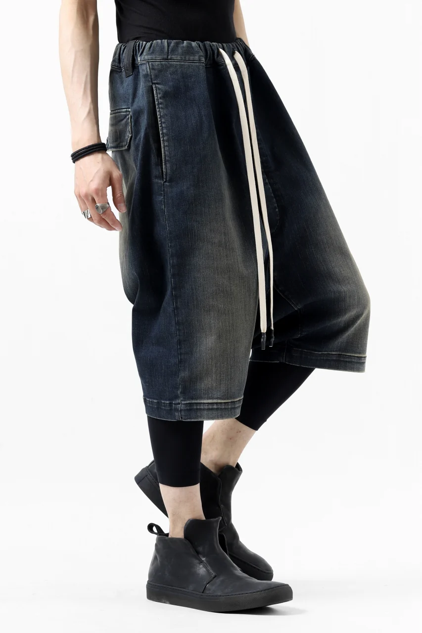 ISAMU KATAYAMA BACKLASH SARROUEL DENIM SHORTS / EXTREME STRETCH DIRTY (INDIGO) - Image 23