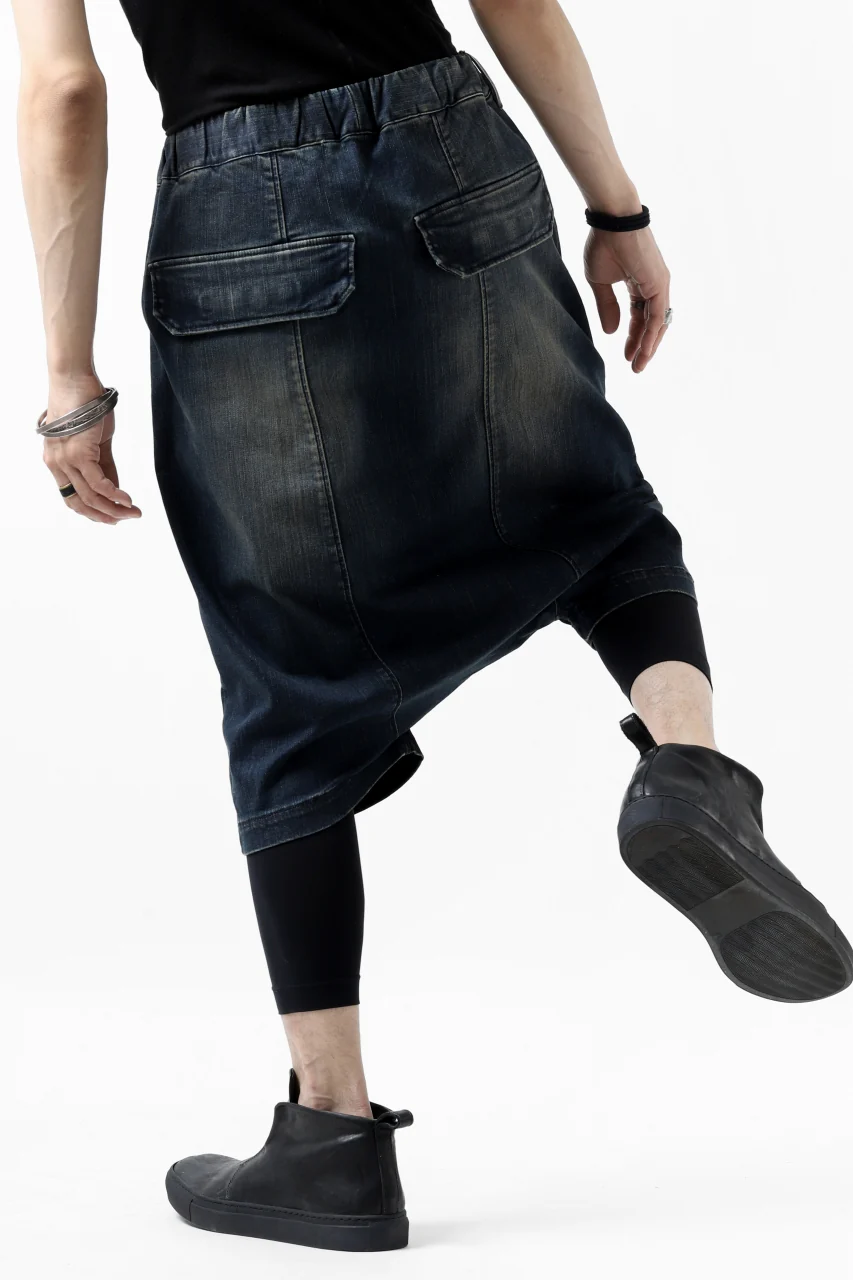 ISAMU KATAYAMA BACKLASH SARROUEL DENIM SHORTS / EXTREME STRETCH DIRTY (INDIGO) - Image 24