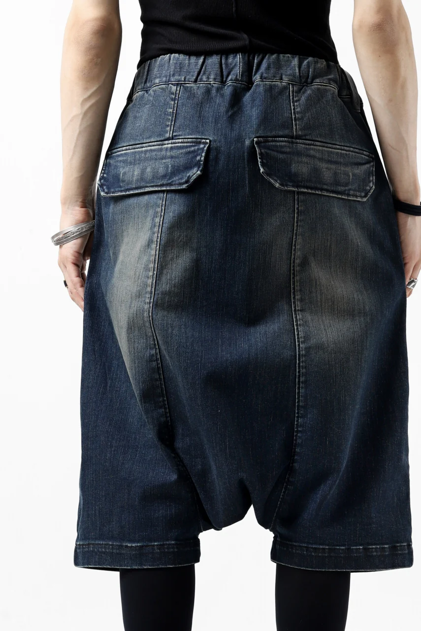 ISAMU KATAYAMA BACKLASH SARROUEL DENIM SHORTS / EXTREME STRETCH DIRTY (INDIGO) - Image 29