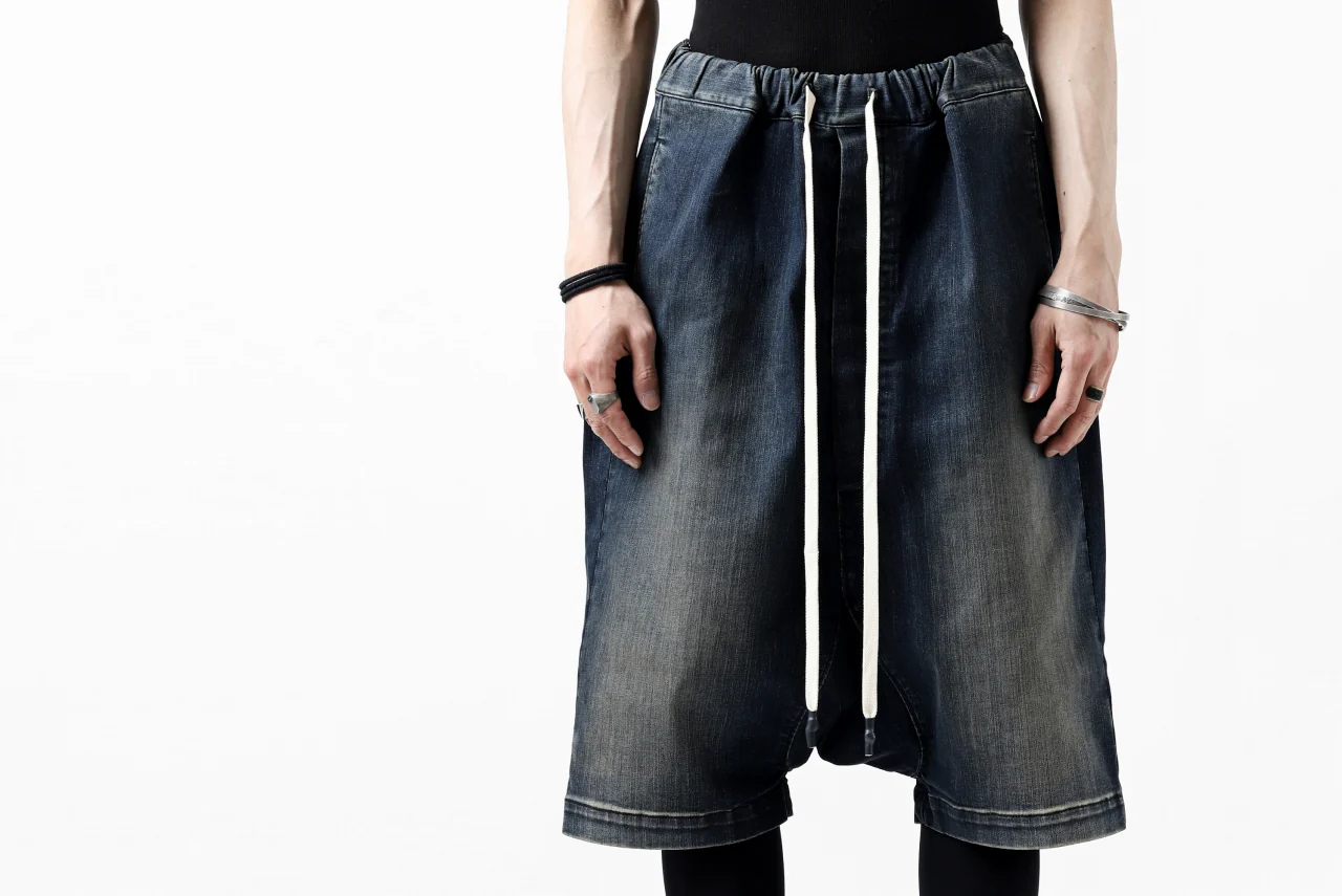 ISAMU KATAYAMA BACKLASH SARROUEL DENIM SHORTS / EXTREME STRETCH DIRTY (INDIGO) - Image 31