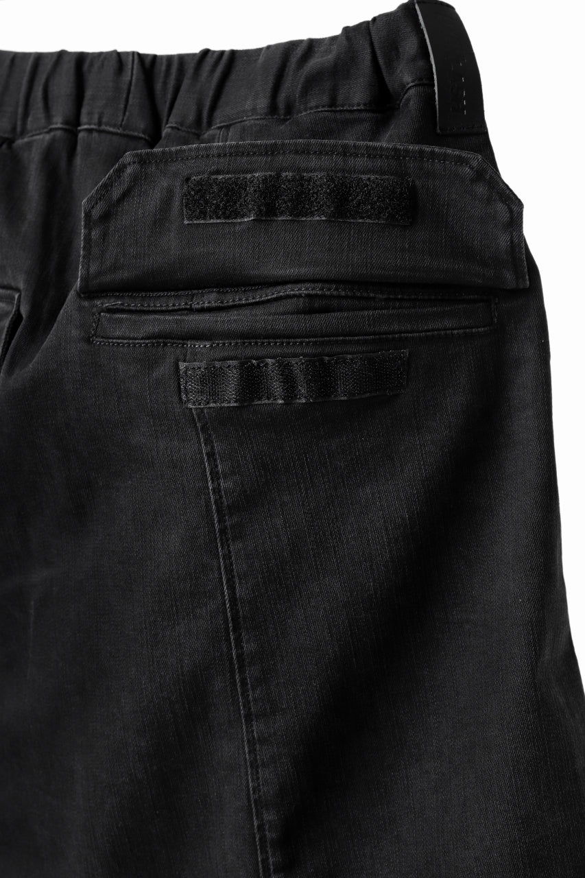 ISAMU KATAYAMA BACKLASH SARROUEL DENIM SHORTS / EXTREME STRETCH WASHER (BLACK) - Image 16